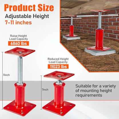 2 Pack House Floor Jacks, 7"-11" Height Range, 11023 LBS Max Load - size: 7" - 11" (2 Pack)