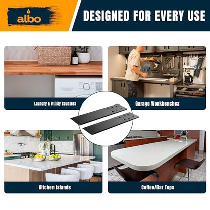 ALBO 14" Heavy Duty Flat Countertop Support Brackets 4 PCS, 300 lb 1/4" Steel - Hidden Flush-Mount Corbel | Matte Black Powder-Coated with Screws for Quartz Granite Wood Kitchen Island Bar Tops - size: 14 Inch 4Pcs