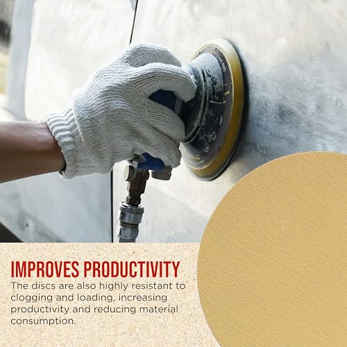 ProductionShop Premium 120 Grit 6" PSA Gold Sanding Discs, Box of 100 - Self Adhesive Stickyback Abrasive Sandpaper for DA & Random Orbital Sanders - Sand Auto Paint Metal, Wood Woodworking Furniture - style: 120 Grit