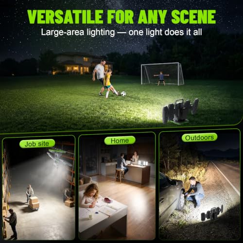 10,000LM LED Work Light Compatible with Greenworks 40V G-MAX Batteries - color: Bright Green