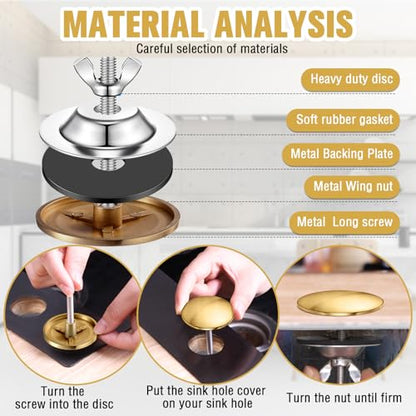 LEIFIDE 2 Pcs Kitchen Sink Faucet Hole Cover, Antique Gold - color: Antique Gold