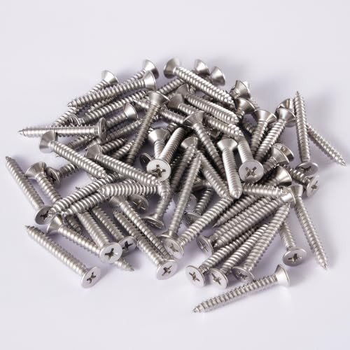 304 Stainless Steel #8 x 3/4" Flat Head Self Tapping Wood Screws 130PCS - size: #8 x 3/4"（130PCS）
