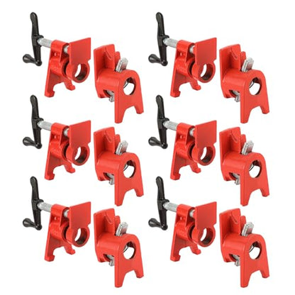6 Pack 3/4" Wood Gluing Pipe Clamp Set with Unique Foot Design - style: 6pc, 3/4" with foot