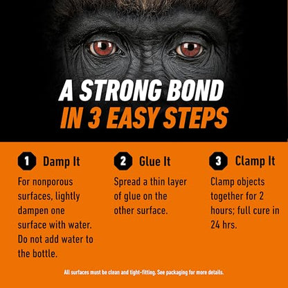 Gorilla Original Glue, Waterproof Polyurethane, Brown, 8 oz - size: 8oz