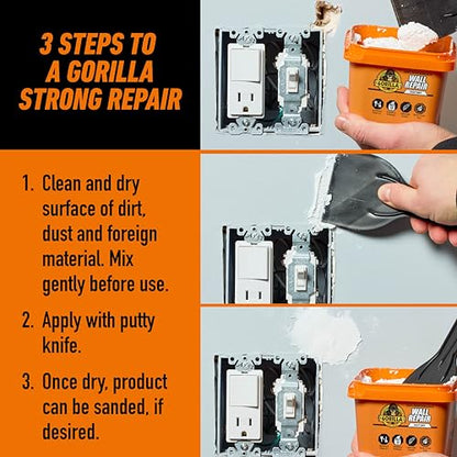 GORILLA Heavy Duty Fast Drying Wall Repair Spackling & Primer, 16 fl oz