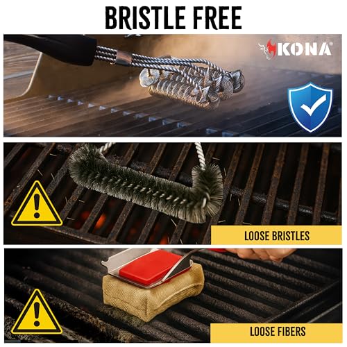 Kona Safe/Clean Bristle-Free Grill Brush - Stainless Steel BBQ Cleaner