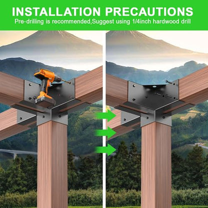 4-Way Pergola Brackets Kit for 4x4 Wood, 3.6 x 3.6 in, 2 Pack - color: 4-Way--2Pack