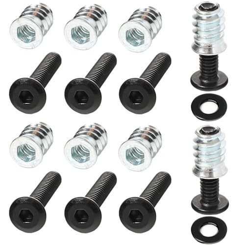 30 Sets 1/4-20 Threaded Inserts and Bolts Kit for Woodworking Wood Inserts and Bolts - size: 1" Bolts, style: 15mm Threaded Insert