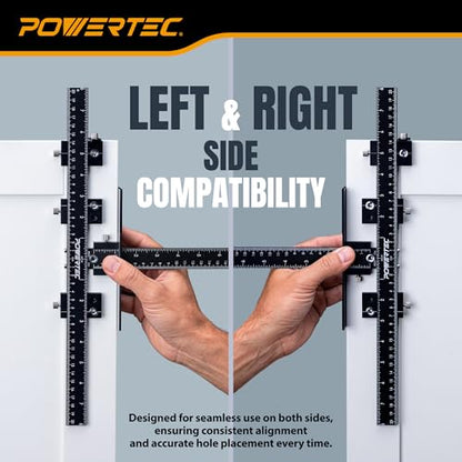 POWERTEC Cabinet Hardware Jig for Knobs & Pulls, Adjustable Drill Guide Template with 5mm Drill Bit, 1"–16" Centering Range, Metric & Imperial Scales for Cabinet Door & Drawer Installation (72427) - style: Cabinet Hardware Jig for Knobs & Pulls