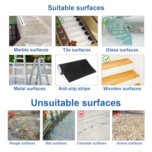 BOMEI PACK Black Anti Slip Tape, 20 Inch x 16.5 Foot Non-Slip Traction Grip Tape for Stairs, Waterproof Stair Treads Grip Non Slip, Non Skid Tape for Steps, Outdoor Black Grip Tape - size: 500mm