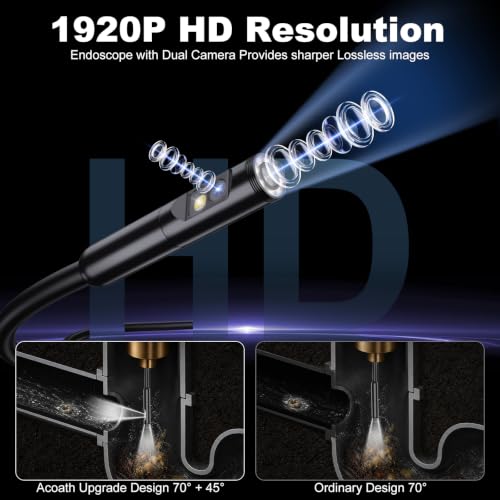 Dual-Lens Endoscope Camera with Light,1920P HD Borescope Inspection Camera