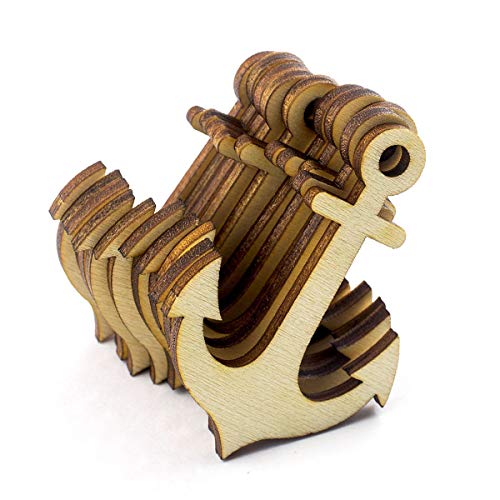 Summer-Ray 20pcs Laser Cut Wooden Veneer Anchor 4" Scrapbooking Embellishment - color: Natural, size: 4 inches
