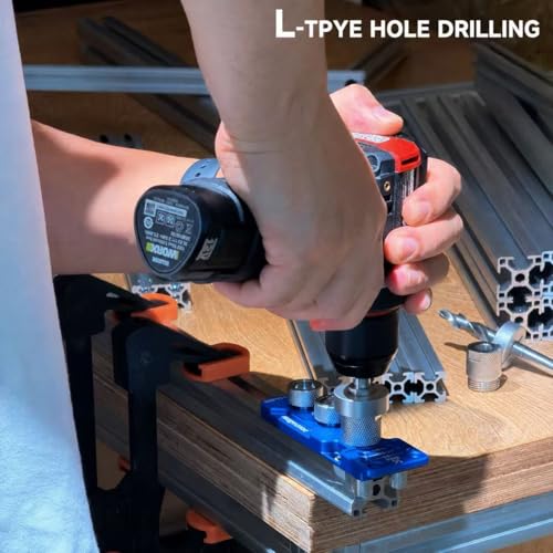 Upgrade Aluminum Profile Drill Guide Access Hole Drill Jig Step Drills - color: Blue-black
