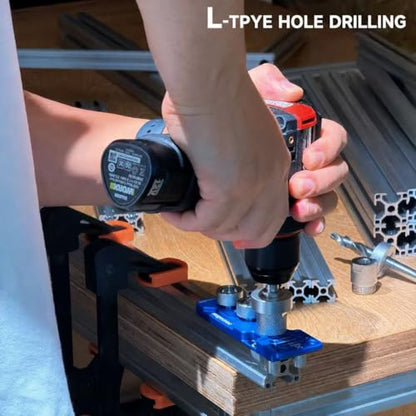 Upgrade Aluminum Profile Drill Guide Access Hole Drill Jig Step Drills - color: Blue-black