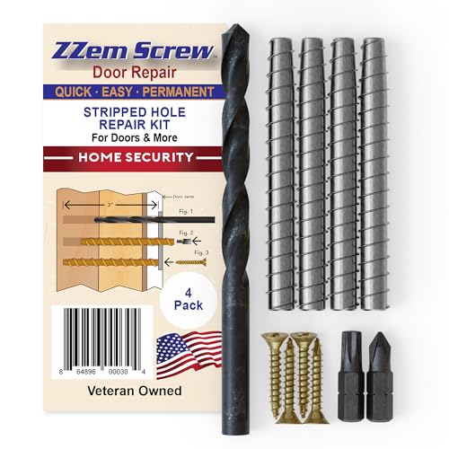 4-Pack #9 x 3 Permanent Stripped Door Hinge Screw Hole Repair Kit - size: 4 Pack
