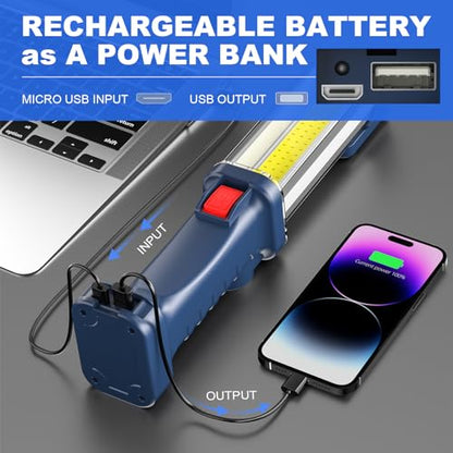 WARSUN LED Work Light Rechargeable, Portable Mechanic Trouble Light with1200 Lumens, COB worklight Magnetic Base, Cordless Floodlight for Car Repair, Camping, Hiking, Gift for Dad - style: COB
