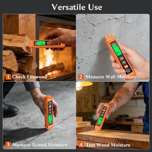 Wood Moisture Meter - Pin Type with 7-Material Calibration