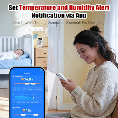 BaldrTherm Room Thermometer Indoor, Humidity Meter, 2026 Upgrade Bluetooth Thermometer with Privacy-Friendly Guest Mode | 250ft Coverage | Real-Time Alerts for Home, Office, Greenhouse