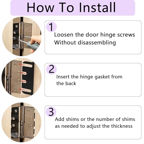 10 Pack Door Hinge Shims，for Door Hinge Repair Kit