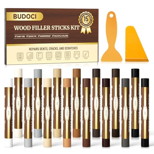 Wood Filler Sticks 15 Colors, Wood Putty Stick for Furniture Repair