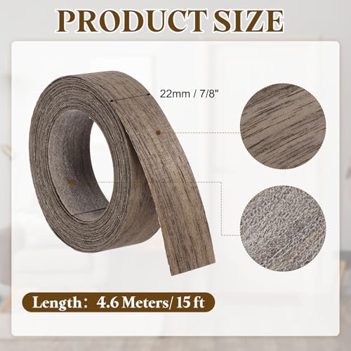 uxcell 7/8 Inch x 15ft Wood Veneer Edge Banding, Pre-Glued Flexible Black Walnut Edging Strips, Iron on with Hot Melt Adhesive Wood Tape for Cabinet Repair and Furniture Restoration - size: 7/8 Inch x 15ft