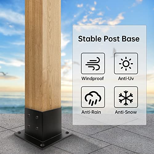 4×4 Post Base, Deck Post Brackets,Inner Size 3.5"x3.5" Thick Steel Fence Post Anchor Base,Heavy Duty Metal Black Powder Coated,for Supports Porch Railing Post Holders Pergola Brackets Kit - size: 1Pack Post Base 4x4"
