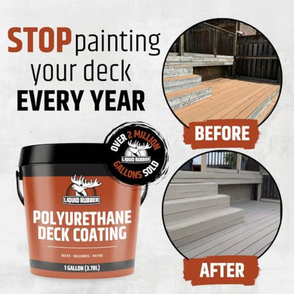 Liquid Rubber Polyurethane Deck Coating - Smooth, Neutral Beige, 1 Gallon - color: Smooth Neutral Beige, size: 128 Fl Oz (Pack of 1)