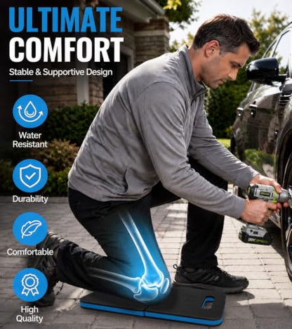 Foldable Extra Thick Kneeling pad, 1 Pack, Blue,20.4x11.8 in - color: Blue & Black