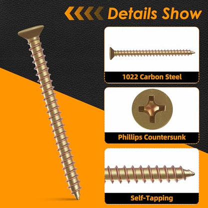 M5×50mm Phillips Countersunk Wood Screws,1022A Color Zinc - size: M5×50mm（80pcs）