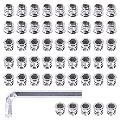 Swpeet 50Pcs 5/16" -18 x 12mm White Zinc Plated Carbon Steel Carbon Furniture Screw in Nut Threaded Wood Inserts Threaded Inserts Bolt Fastener Connector Hex Socket (5/16" -18 x 12mm) - size: 5/16" -18 x 12mm