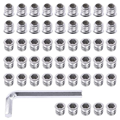 Swpeet 50Pcs 5/16" -18 x 12mm White Zinc Plated Carbon Steel Carbon Furniture Screw in Nut Threaded Wood Inserts Threaded Inserts Bolt Fastener Connector Hex Socket (5/16" -18 x 12mm) - size: 5/16" -18 x 12mm