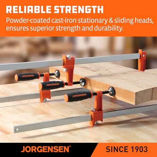 Jorgensen 6" Heavy-Duty Steel Bar Clamp Set, 1000 lbs Load Limit, 2-Pack - size: 6 Inch Heavy Duty