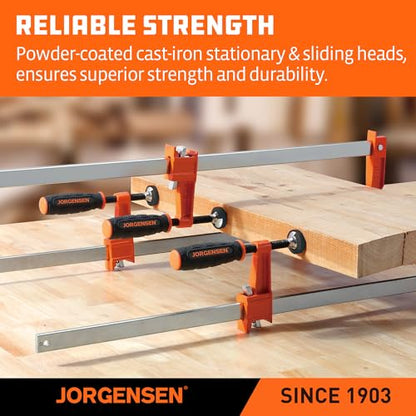 Jorgensen 6" Heavy-Duty Steel Bar Clamp Set, 1000 lbs Load Limit, 2-Pack - size: 6 Inch Heavy Duty