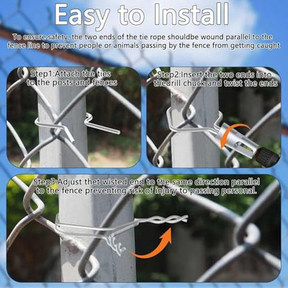 100 Pcs T Post Clips Kit, Metal Wire Fence Clip & 1 Drill Chuck, Galvanized Steel Tie Preformed T-Post Fence Clips 11 Gauge Fence Ties Fast Installation Farm Garden&Livestock Fencing T/U-Posts(Silver) - size: 100PCS