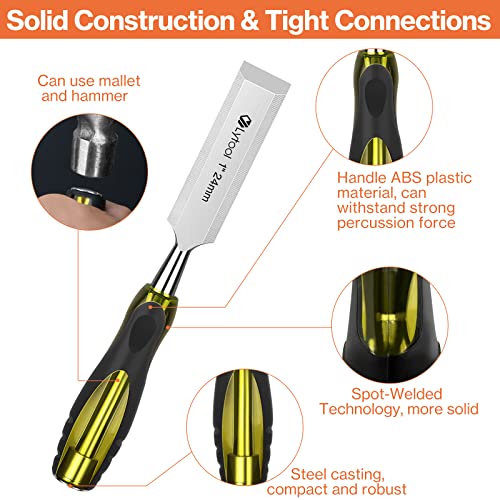 Lytool 5 Piece Wood Chisel Set CR-V Steel Beveled Edge for Woodworking