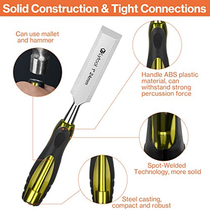 Lytool 5 Piece Wood Chisel Set CR-V Steel Beveled Edge for Woodworking