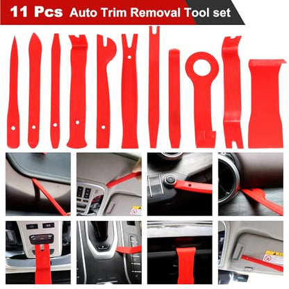 19Pcs Trim Removal Tool Kit, Auto Clip Pliers Fastener Remover Set,Plastic Pry Tool Repair for Car Panel Dashboard,Audio,Dash,Window,Clip and Upholstery with Storage Bag,Red - color: Red