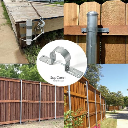 2-3/8" Fence Bracket,12Pcs Galvanized Pipe Grip Tie for Metal Posts - size: 12pcs