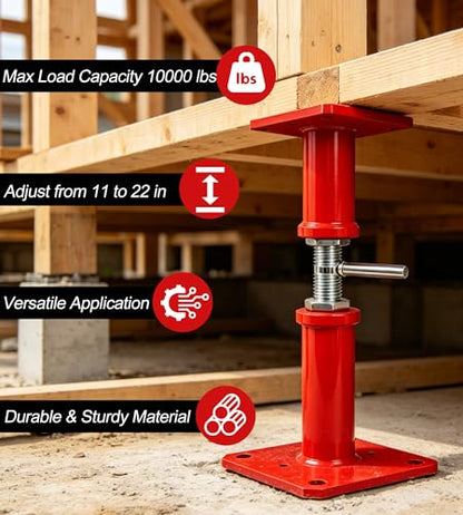 11"-22" House Jacks Post Pole Jack, Heavy-Duty Steel Basement Floor Jacks - color: Red, size: 11"-22" ( 4 Pack )