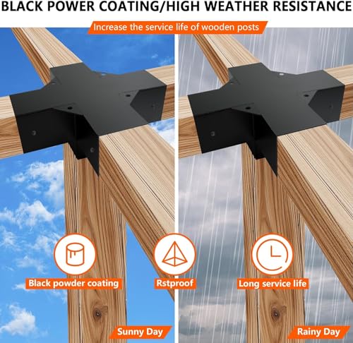 5-Way Pergola Coner Bracket,Galvanized Steel Woodwork Bracket for 4" x 4“(3.5" x 3.5”) Lumber,Metal DIY Bracket for Outdoor Gazebos,Porchs with Screws - 1Pack - size: 4"x4" 1pcs, style: 5-way Conrner Bracets