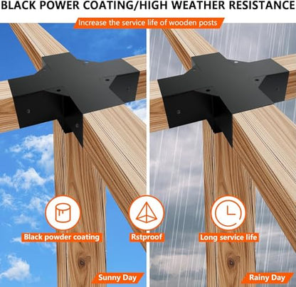 5-Way Pergola Coner Bracket,Galvanized Steel Woodwork Bracket for 4" x 4“(3.5" x 3.5”) Lumber,Metal DIY Bracket for Outdoor Gazebos,Porchs with Screws - 1Pack - size: 4"x4" 1pcs, style: 5-way Conrner Bracets