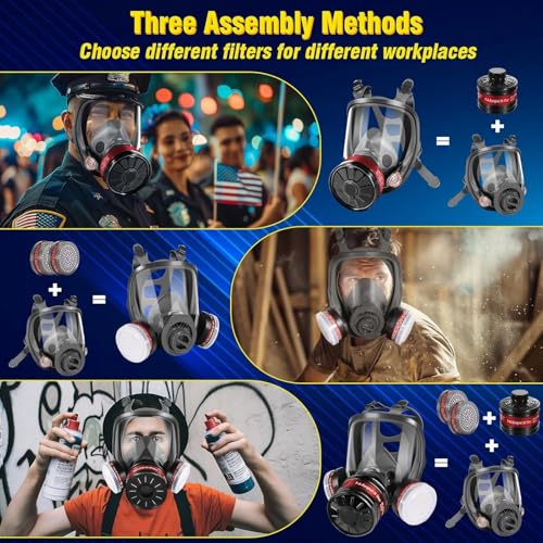 Reusable Full Face Cover Set for Chemicals,Sanding,Polishing,Paint,Epoxy Resin,Spray Painting,Woodworking,Welding Work