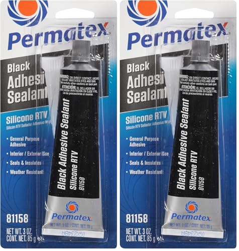 Permatex 81158 Black Silicone Adhesive Sealant, 3 oz. Tube, Pack of 2 - size: Pack of 2
