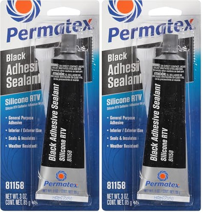 Permatex 81158 Black Silicone Adhesive Sealant, 3 oz. Tube, Pack of 2 - size: Pack of 2
