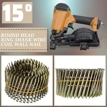 Hotop 3600 Count 15-degree Coil Siding Nails, Wire Collated, 1 3/4 Inch - size: 1 3/4 Inch