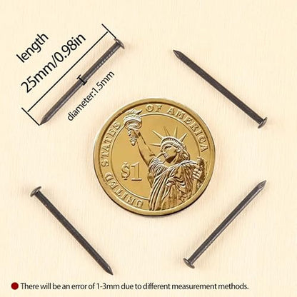 newlng 500PCS Small Nail Round Head Tiny Nails String Art Nails Hand-Made Hardware Accessories Fasteners Mini Nail 1.5mm X 25mm/0.06"X1"(DXL) Black - color: Black1.5*25mm
