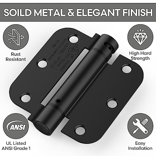 2 Pack 3.5 Inch Self Closing Door Hinges, Gloss Black - color: 3.5" - Gloss Black