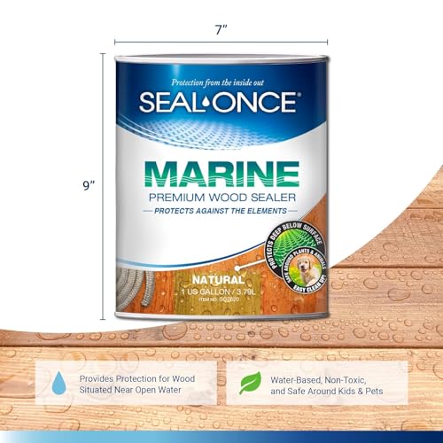 SEAL-ONCE Marine Ready Mix Wood Sealer and Stain, Natural, 2 Gallon - color: Natural, size: 2 Gallon