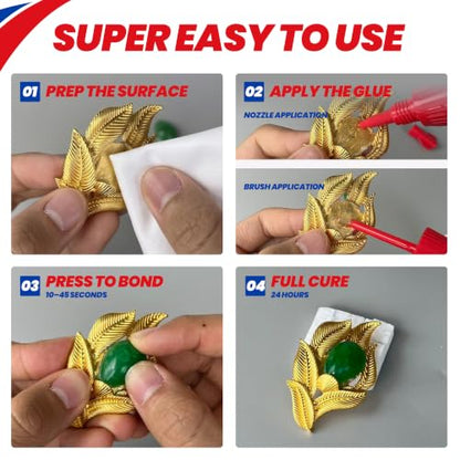 Super Glue with Brush & Nozzle Applicator Clear Instant CA Glue All Purpose