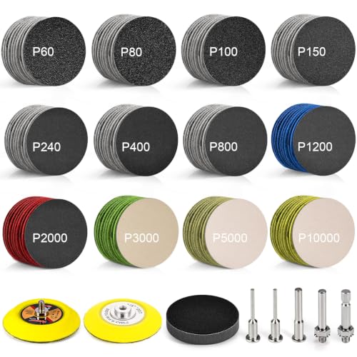 188 PCS 3 Inch Wet Dry Sanding Discs 60-10000 Grit Hook and Loop Sandpaper - style: 3 inch